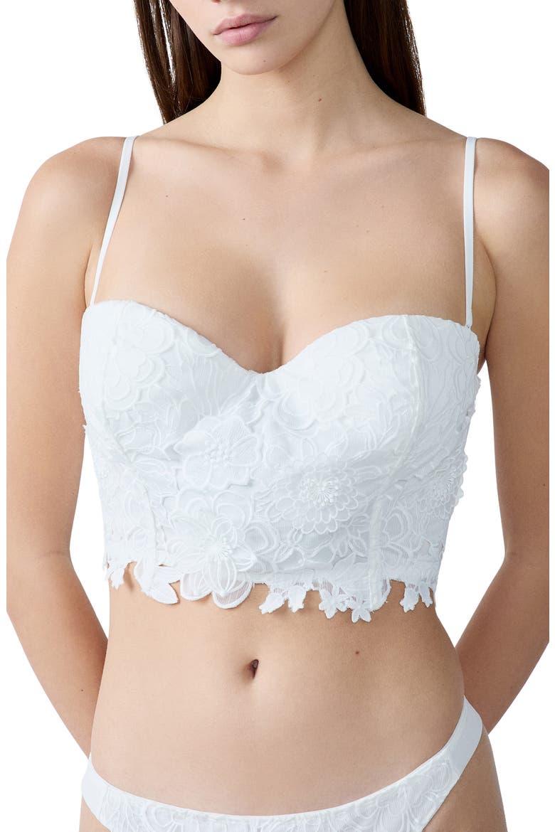 Promesse Embroidered Bustier, Main, color, ECRU