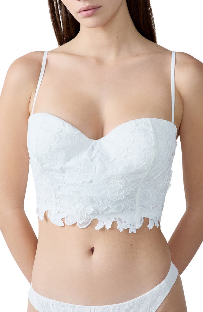 Etam Promesse Embroidered Bustier, Main, color, Ecru