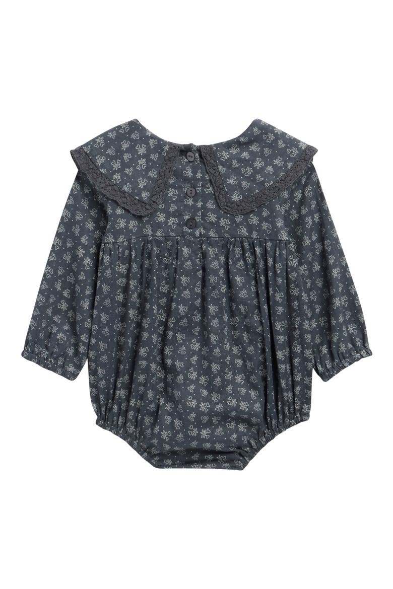 Fern Heart Ditsy Long Sleeve Linen Blend Romper, Alternate, color, MIDNIGHT