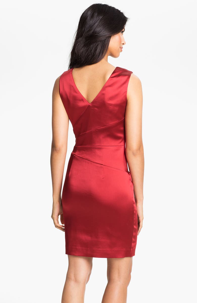 Calvin Klein Double V-Neck Satin Sheath Dress, Alternate, color, 