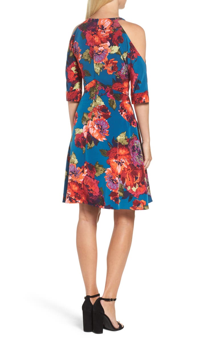 Maggy London Cold Shoulder Fit & Flare Dress, Alternate, color, 