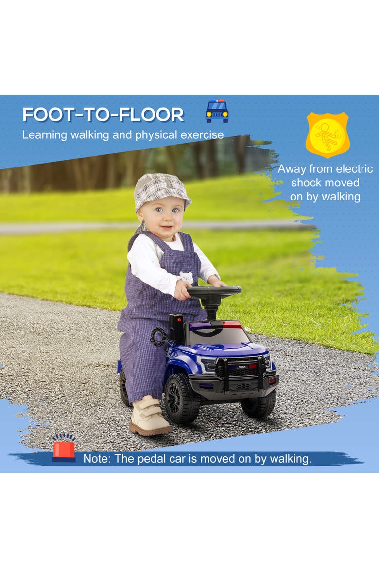 Kids Police Car Ride-on with Megaphone, Storage, Alternate, color, Blue