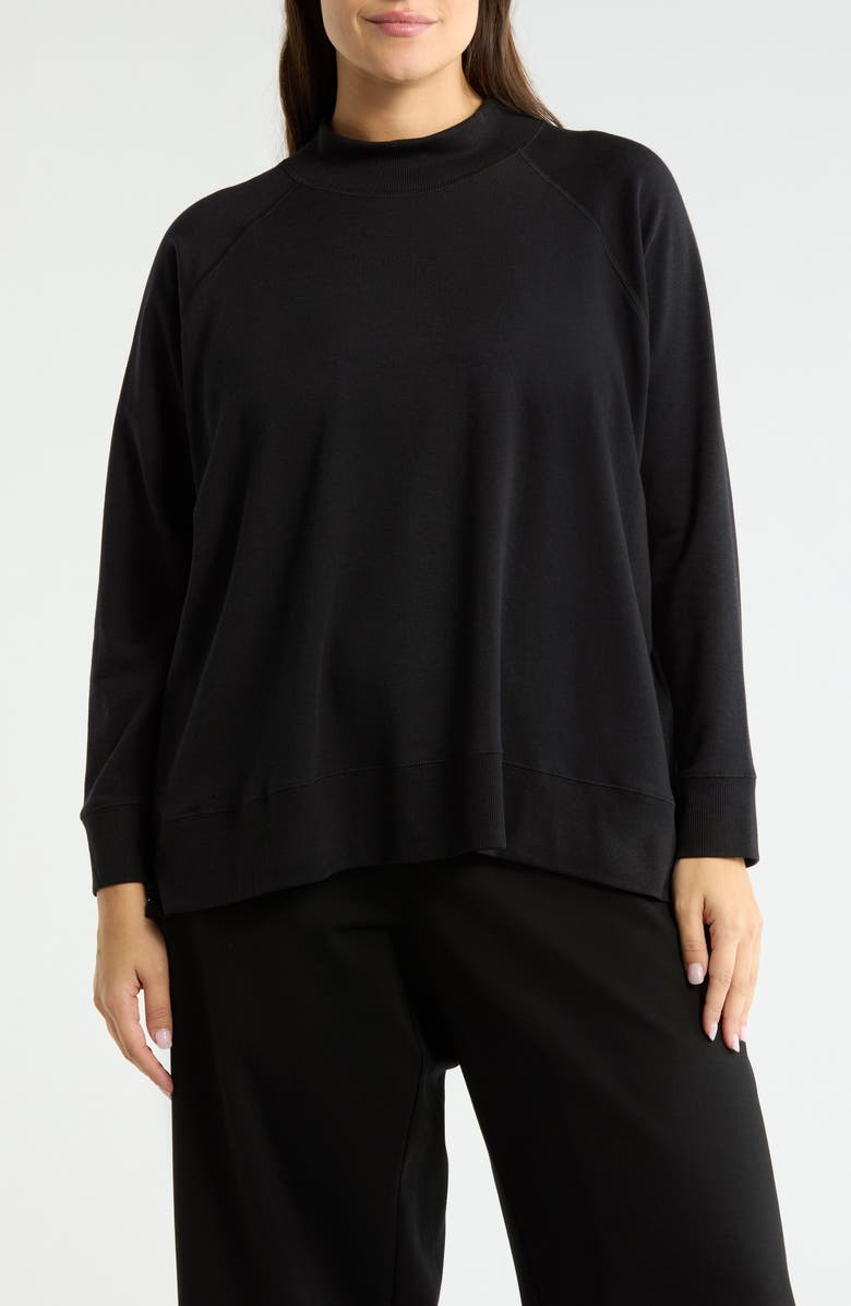 Eileen Fisher Mock Neck Knit Top, Main, color, Black
