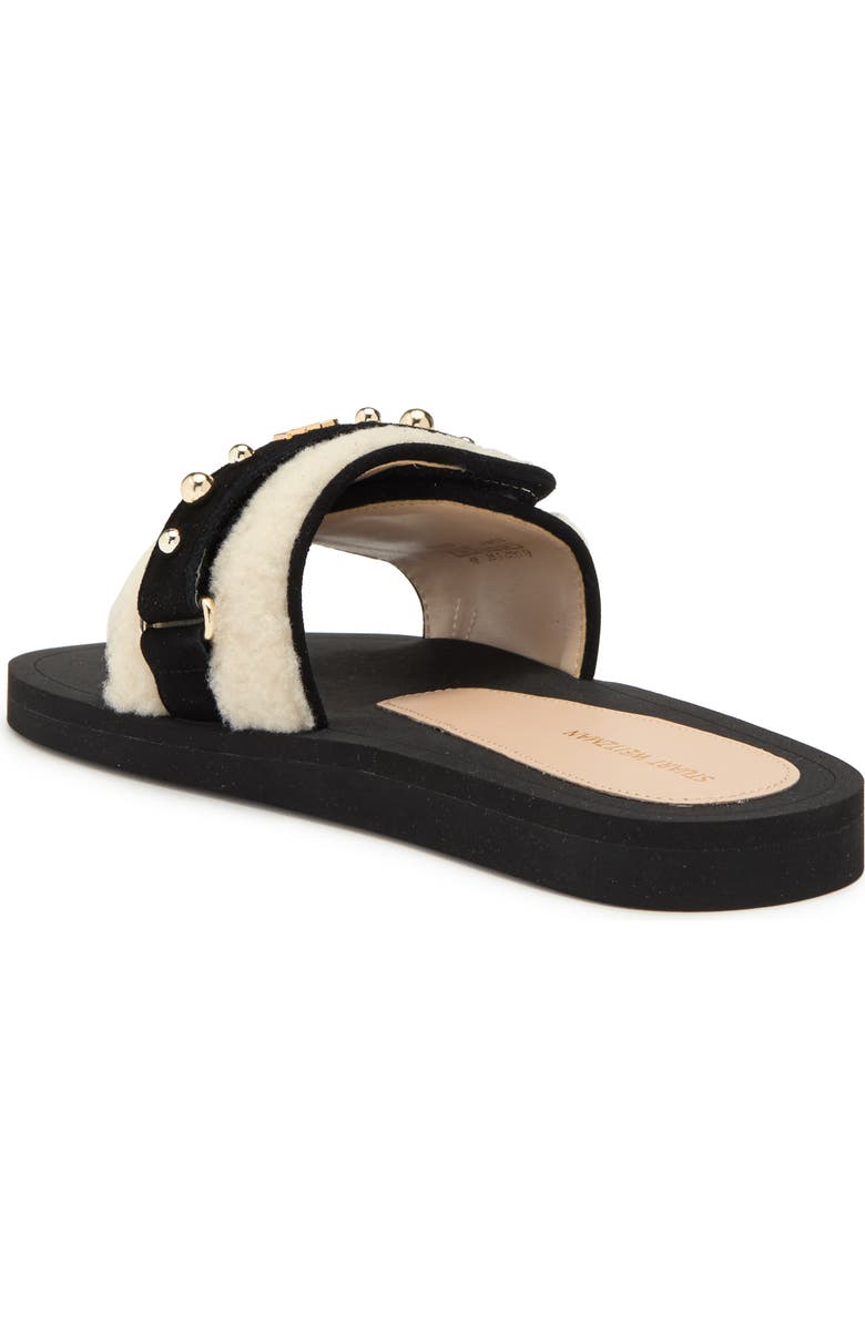 Stuart Weitzman Super Studs Genuine Shearling Slide Sandal, Alternate, color,