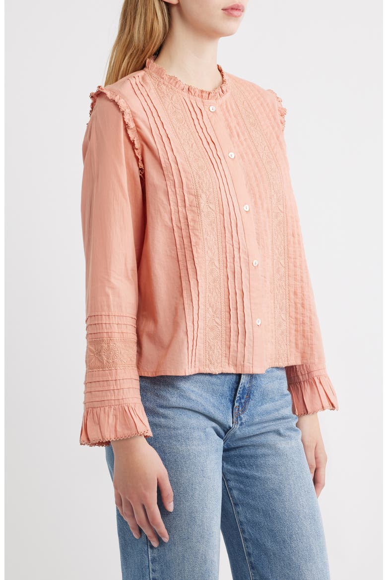 Antoinette Embroidered Organic Cotton Top, Alternate, color, ROSE TAN