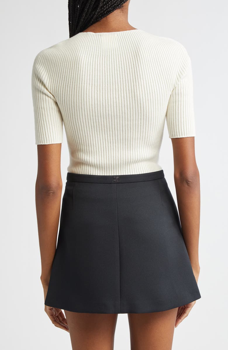 Courrèges Logo Patch Cotton & Merino Wool Rib Sweater, Alternate, color, 