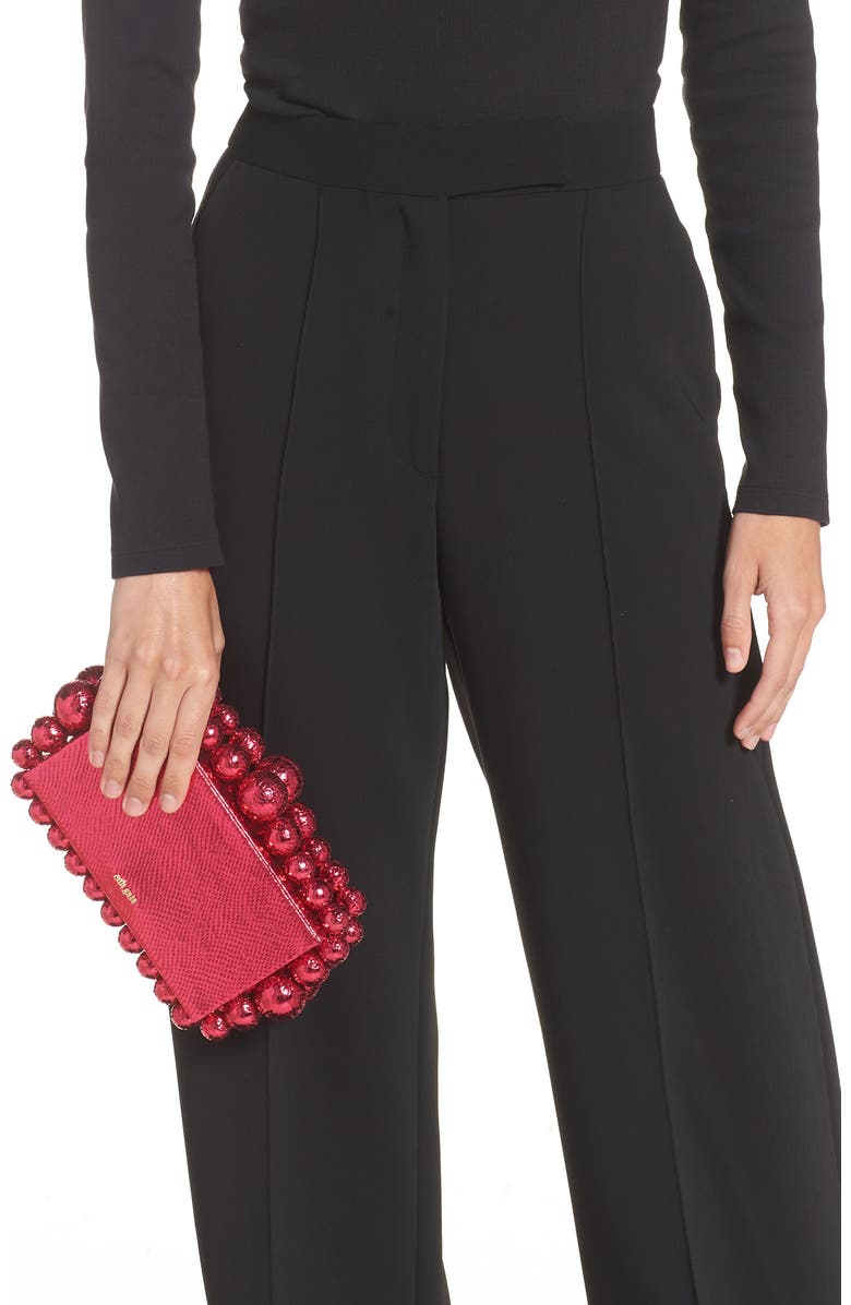 Cult Gaia Eos Beaded Leather Box Clutch, Alternate, color,