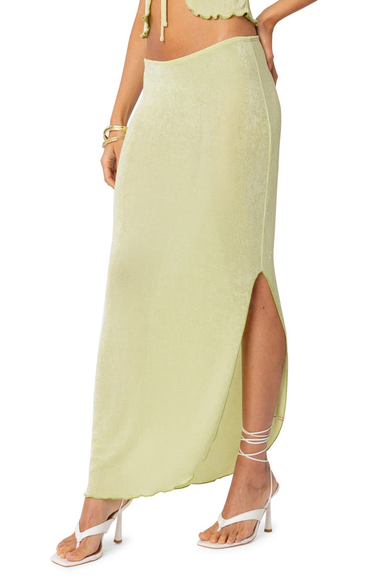 Milan Slit Hem Maxi Skirt, Alternate, color, GREEN
