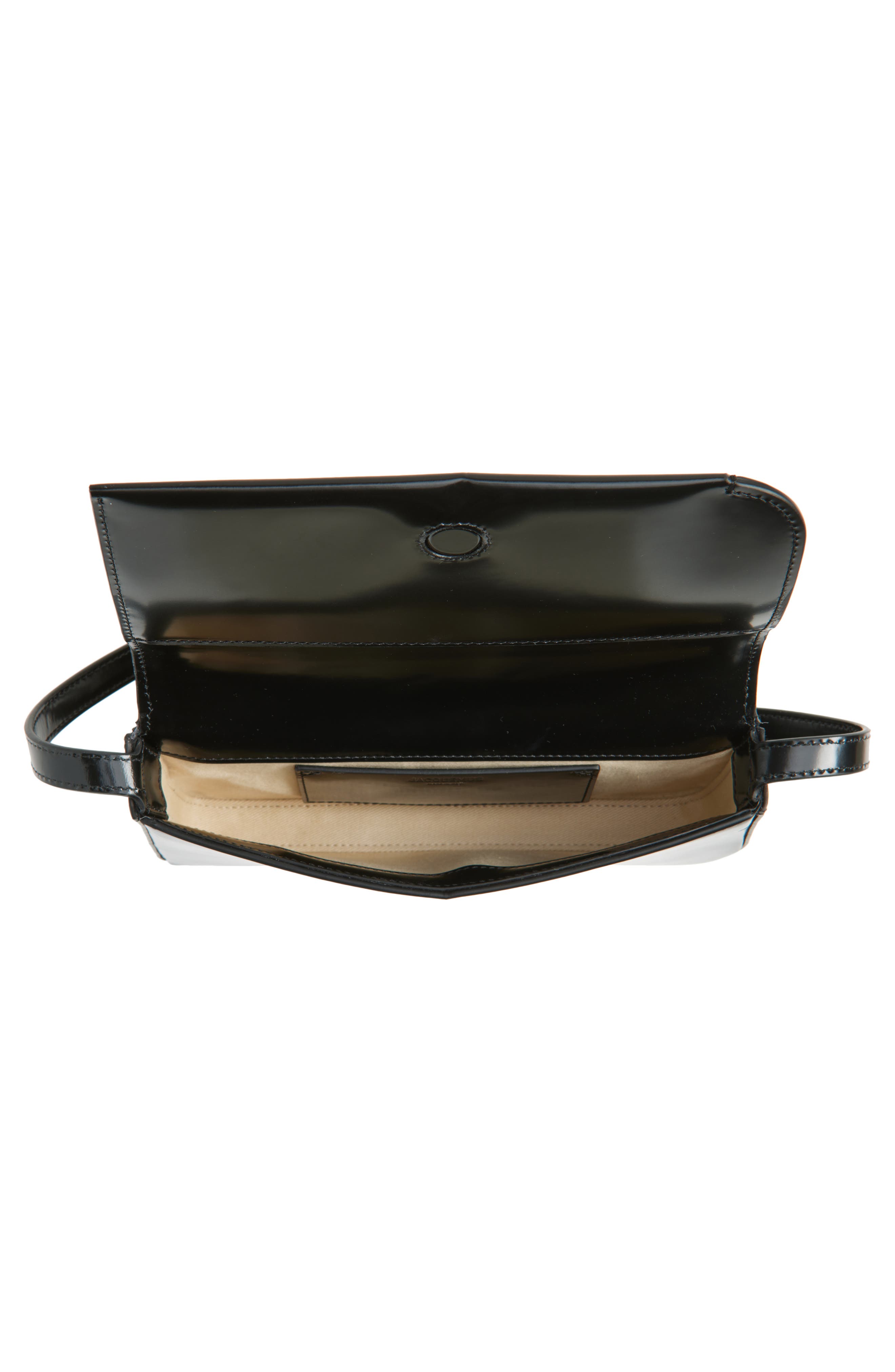 Jacquemus Le Curvo Leather Crossbody Bag, Alternate, color, Black