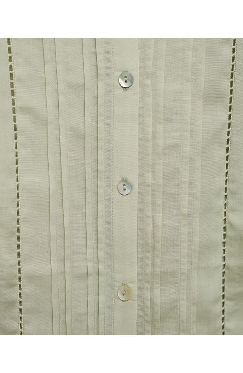 MANGO MANGO OPENWORK LONG SLEEVE BUTTON-UP TOP 