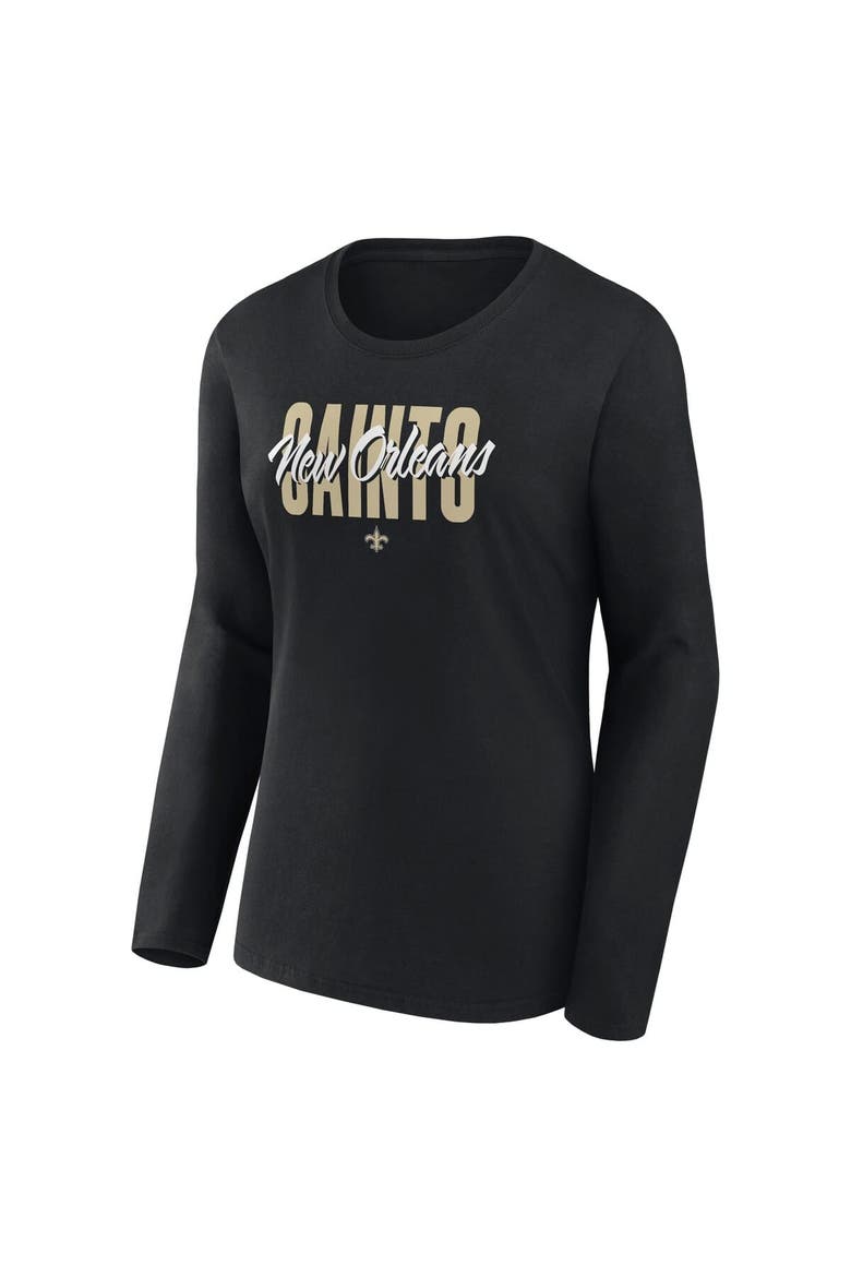 Women's Logo Athletic Black New Orleans Saints Grip Long Sleeve T-Shirt, Alternate, color, Black