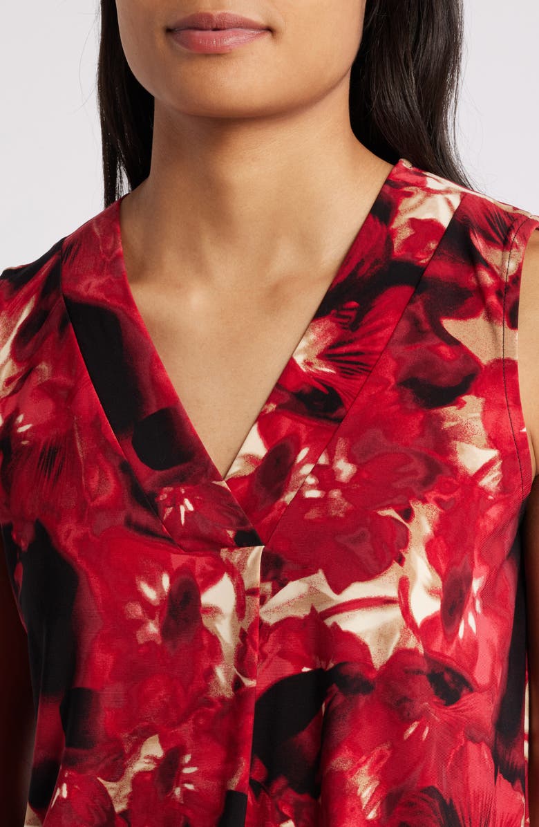 Anne Klein Floral Pleat Neck Shell, Alternate, color, 