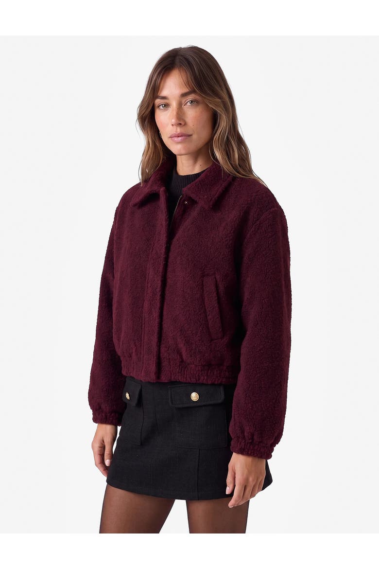 Tweed Bomber Jacket, Alternate, color, BORDEUX