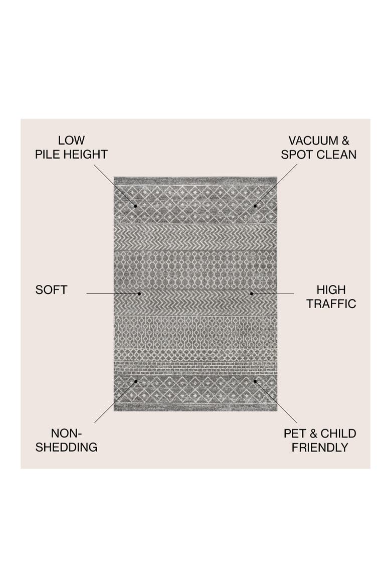 Arta Moroccan Vintage Geometric Area Rug, Alternate, color, Gray/Cream