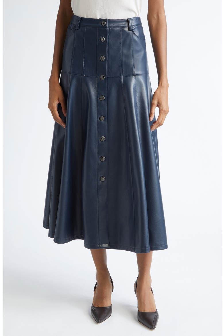 Veena Faux Leather Skirt, Main, color, NAVY