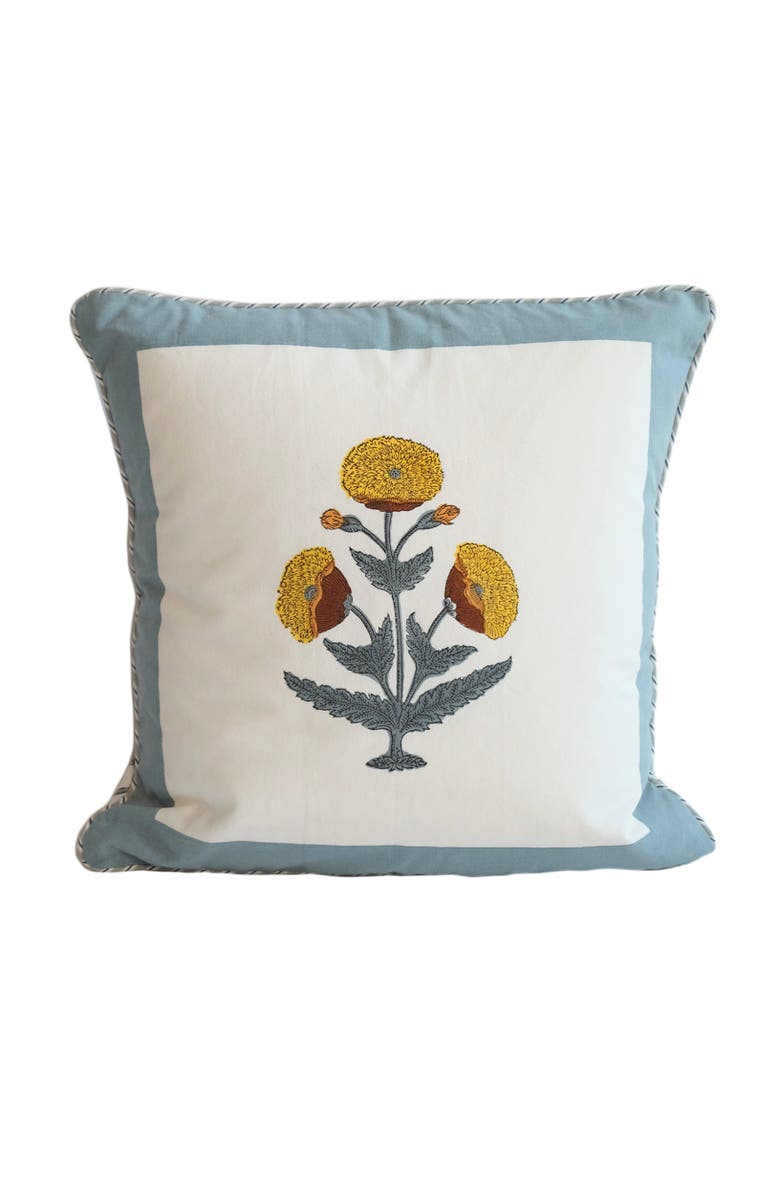 Inner Child Poppy Blockprint Pillow - Cover + Insert, Main, color, Blue
