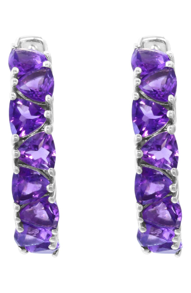 EFFY Sterling Silver Amethyst Hoop Earrings, Alternate, color, Purple