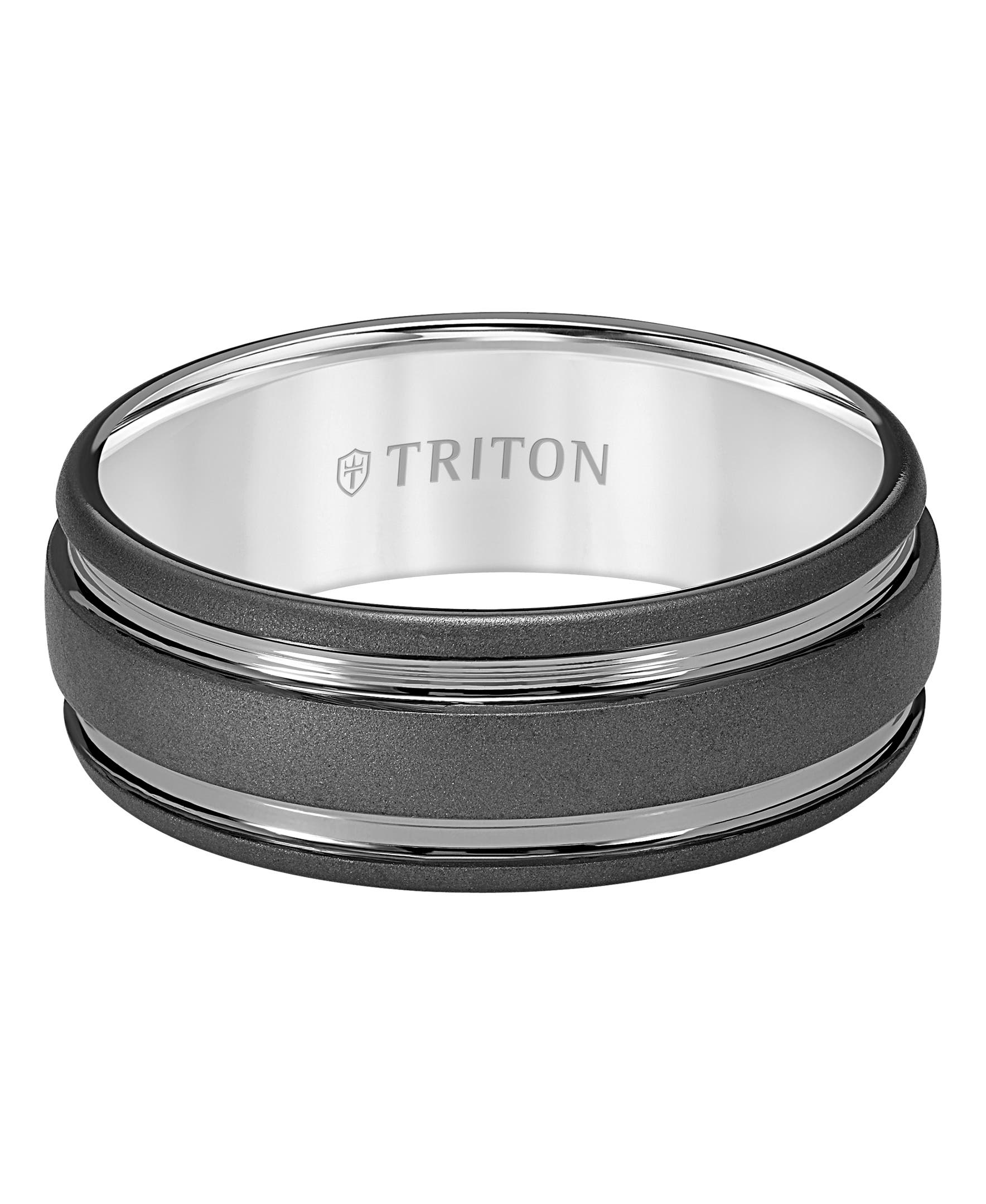 8MM Tungsten Carbide Ring with Raised Groove Design and Sandblast ...