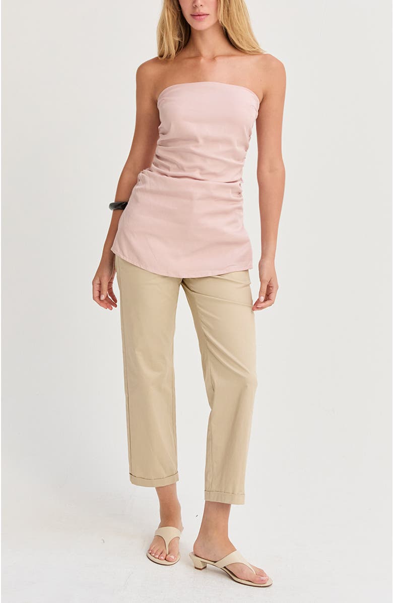 CRESCENT Lyocell Ruched Tube Top, Alternate, color, Light Pink