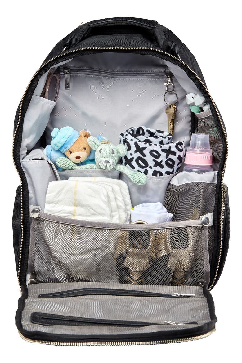 Diaper Bag Backpack, Alternate, color, BLACK HERRINGBONE