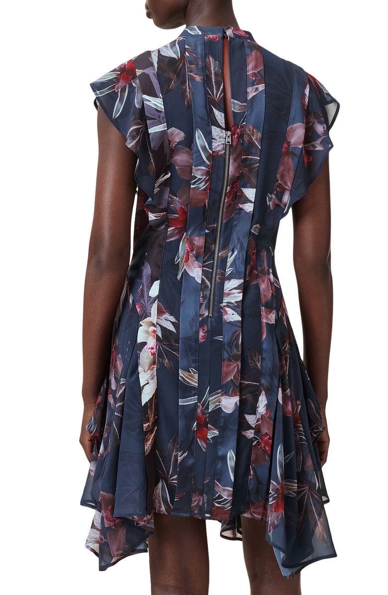 AllSaints Fleur Handkerchief Hem Dress, Alternate, color, Adena Deep Blue
