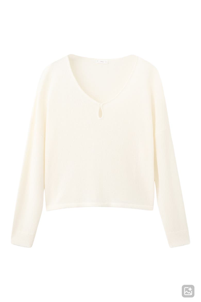 Semisheer V-Neck Crop Sweater, Alternate, color, ECRU