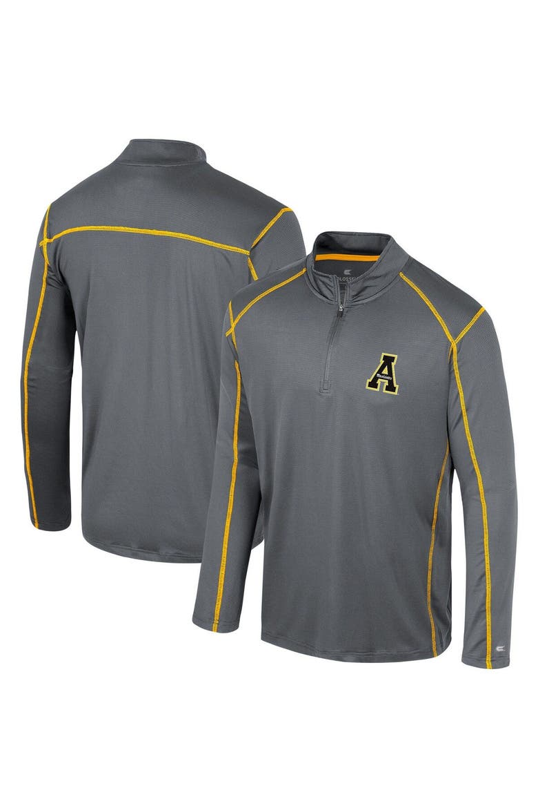 Men's Colosseum Black Appalachian State Mountaineers Cameron Quarter-Zip Windshirt, Main, color, Black