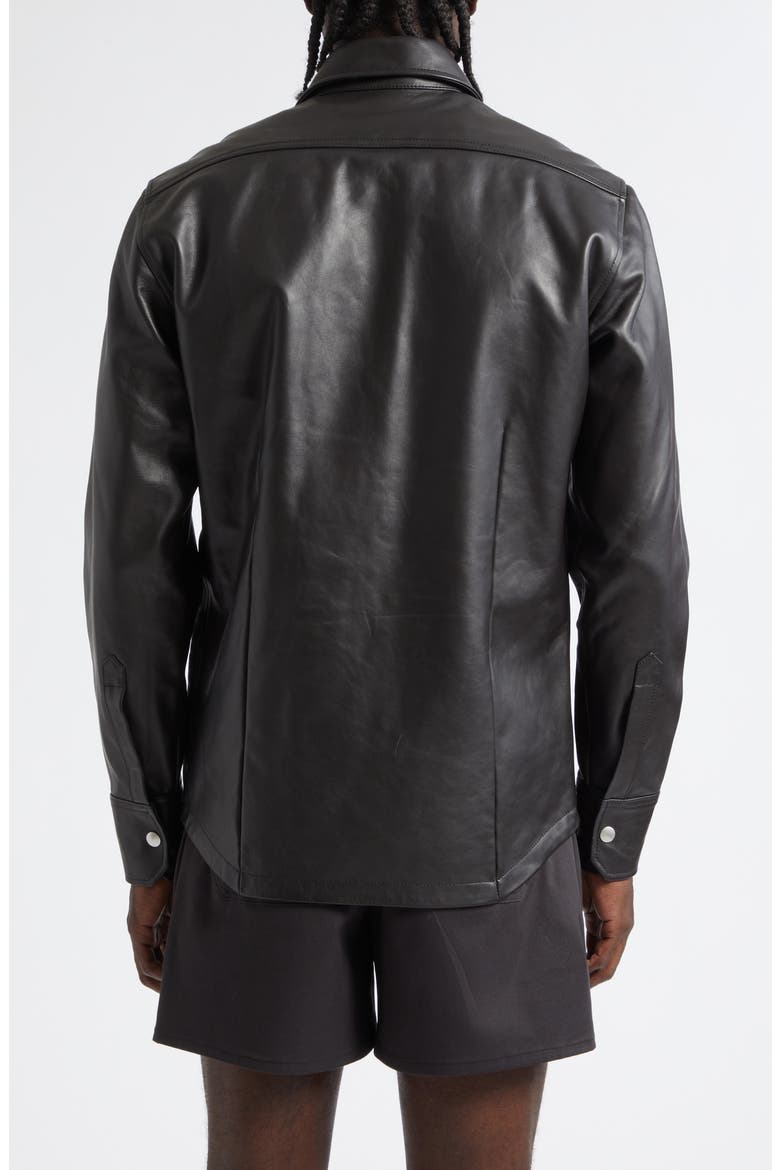 Stabb Leather Shirt Jacket, Alternate, color, BLACK