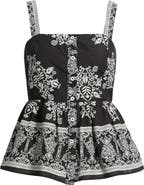 CeCe Print Ruffle Hem Sleeveless Top