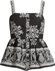 CeCe Print Ruffle Hem Sleeveless Top