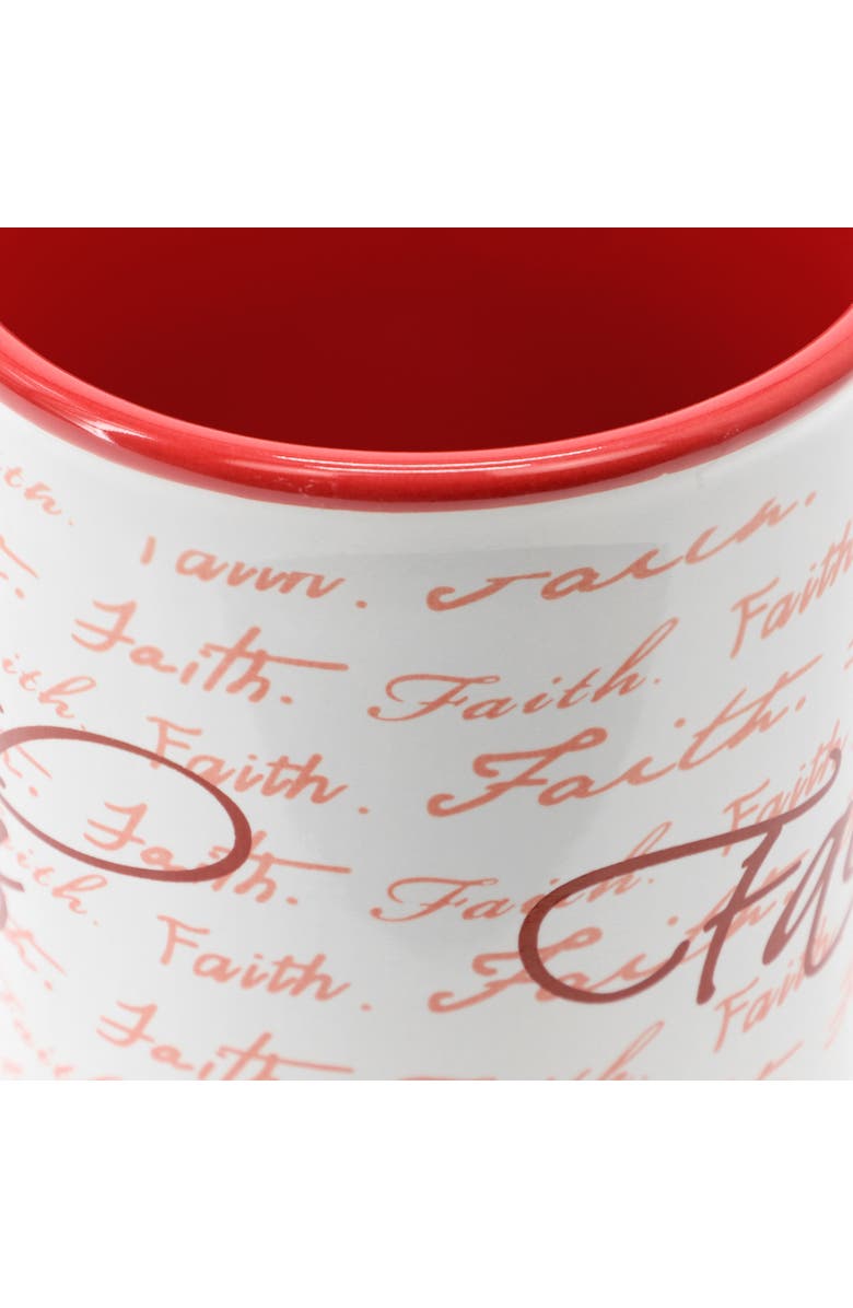 Gibson Home Inspirational Words Faith 4 Piece 16 Ounce Stoneware Mug Set, Alternate, color, Red