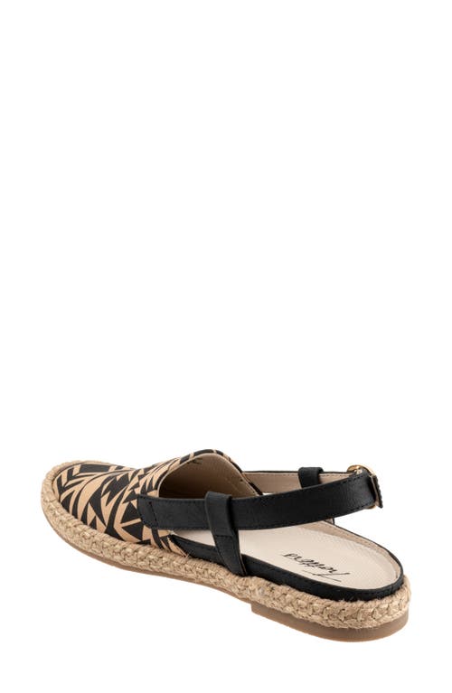 Trotters Paisley Slingback Espadrille Flat In Black/tan Textile