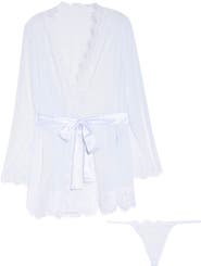 Oh La La Cheri Lace Trim Mesh Robe & G-String Set