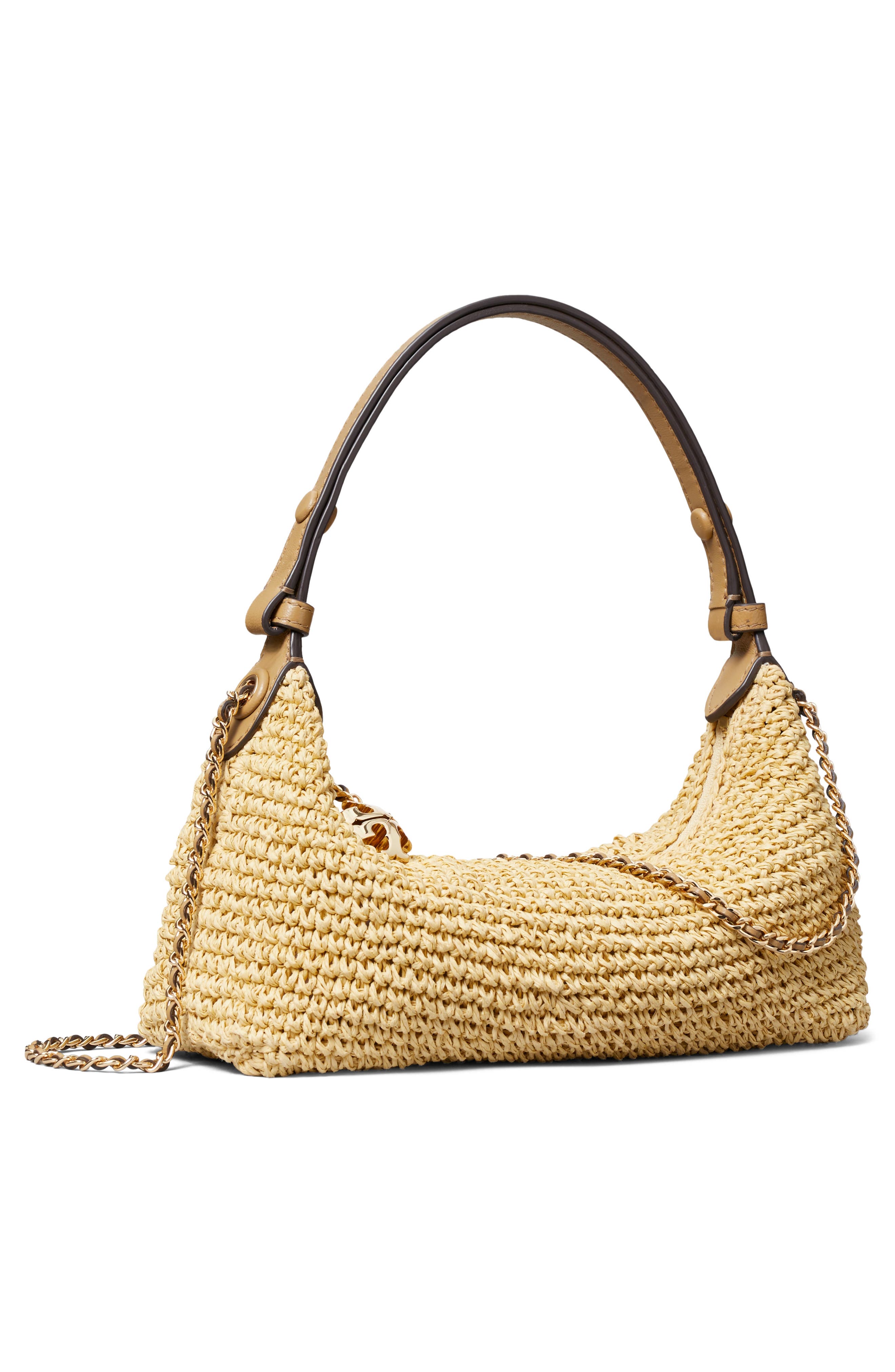 Tory Burch Fleming Pochette Straw Shoulder Bag, Alternate, color, Natural