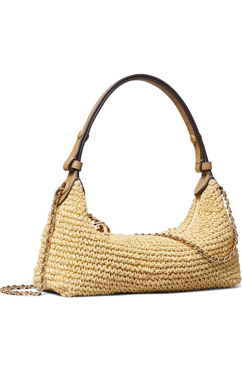 Tory Burch Fleming Pochette Straw Shoulder Bag, Alternate, color, Natural