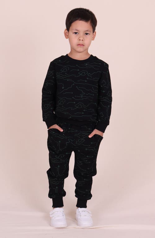 Tiny Tribe Kids' Inflight Print Cotton Joggers In Black