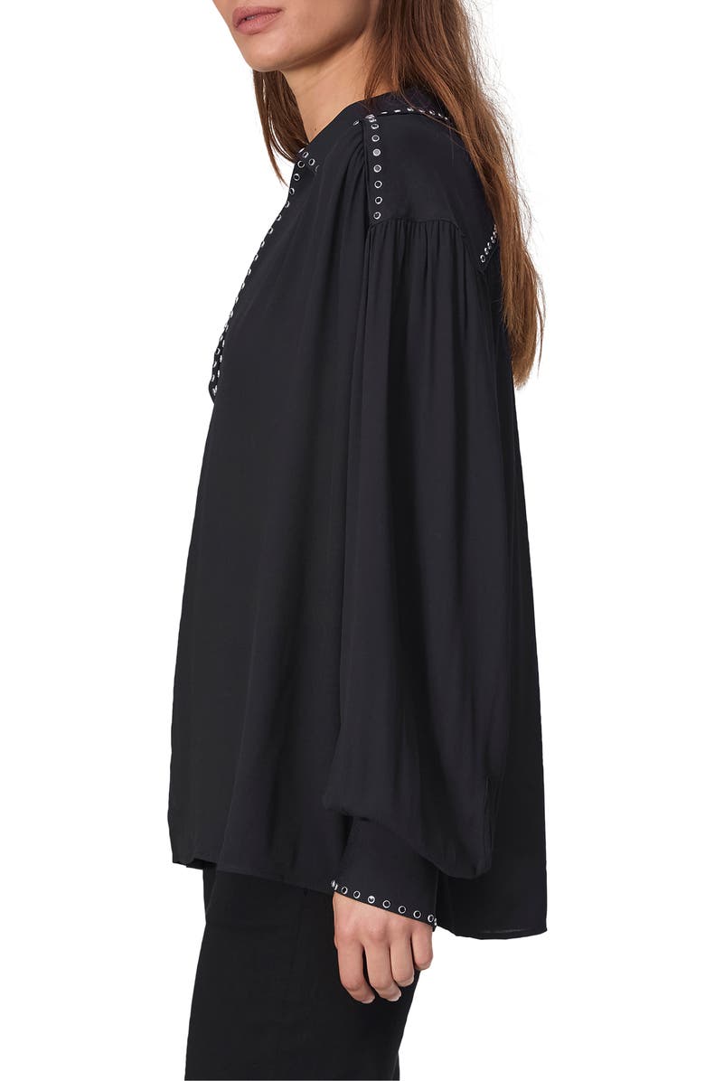 rag & bone Emmy Rivet Detail Popover Top, Alternate, color, Black