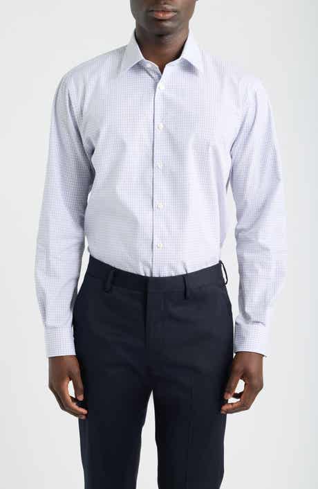Traditional Fit Check Premium Non-Iron Cotton Dress Shirt