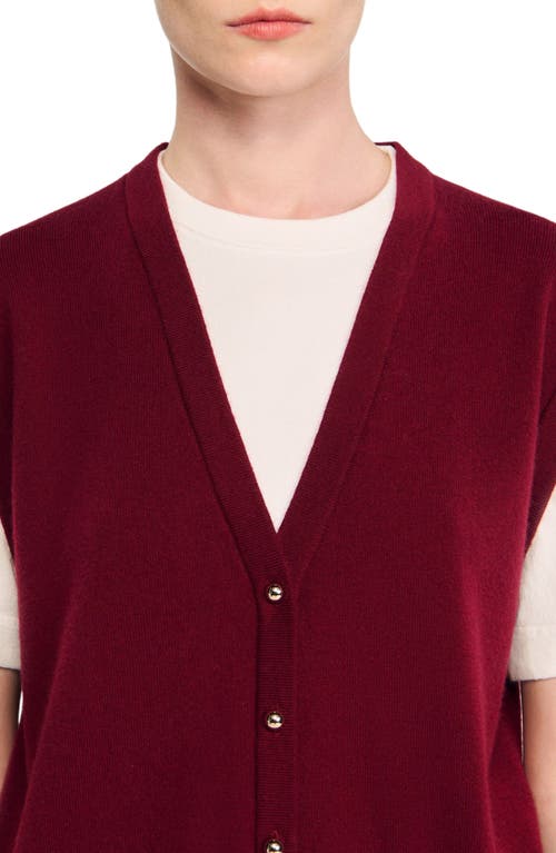 Sandro Two-tone Wool And Cashmere Sweater In Burgundy