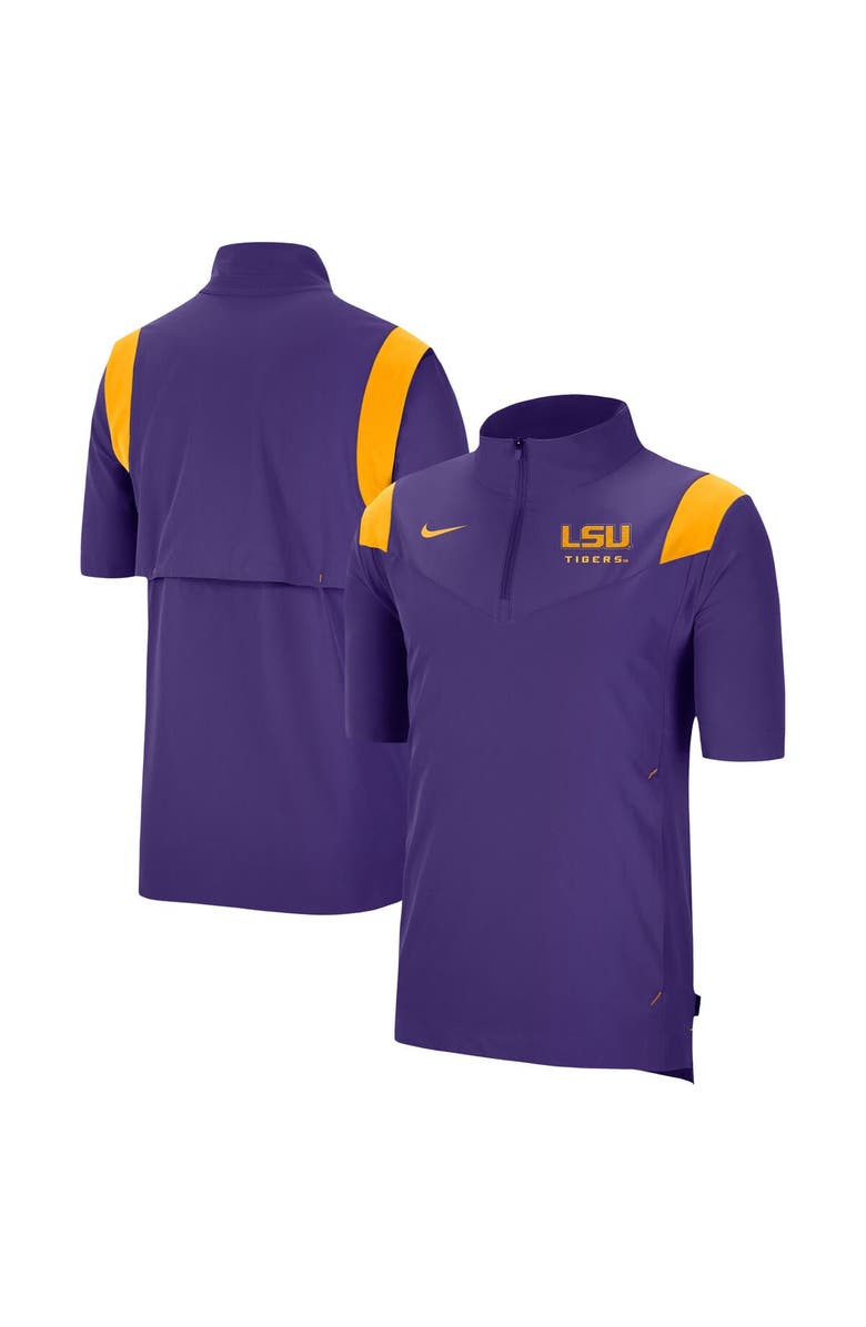 Nike Men's Nike Purple LSU Tigers Coach Short Sleeve Quarter-Zip Jacket, Main, color,