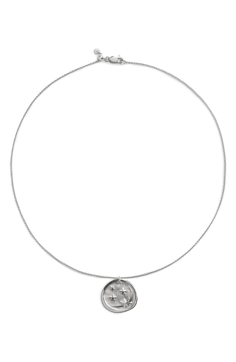 Monica Vinader Cosmic Ancient Coin Pendant Necklace, Main, color, Sterling Silver