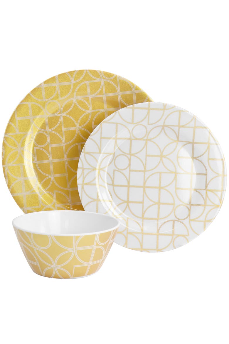 12 piece Melamine Dinnerware Set, Alternate, color, Gold