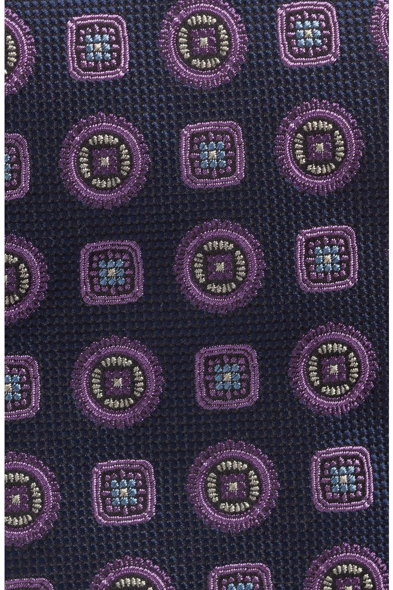 Medallion Silk Tie, Alternate, color, NAVY-PURPLE