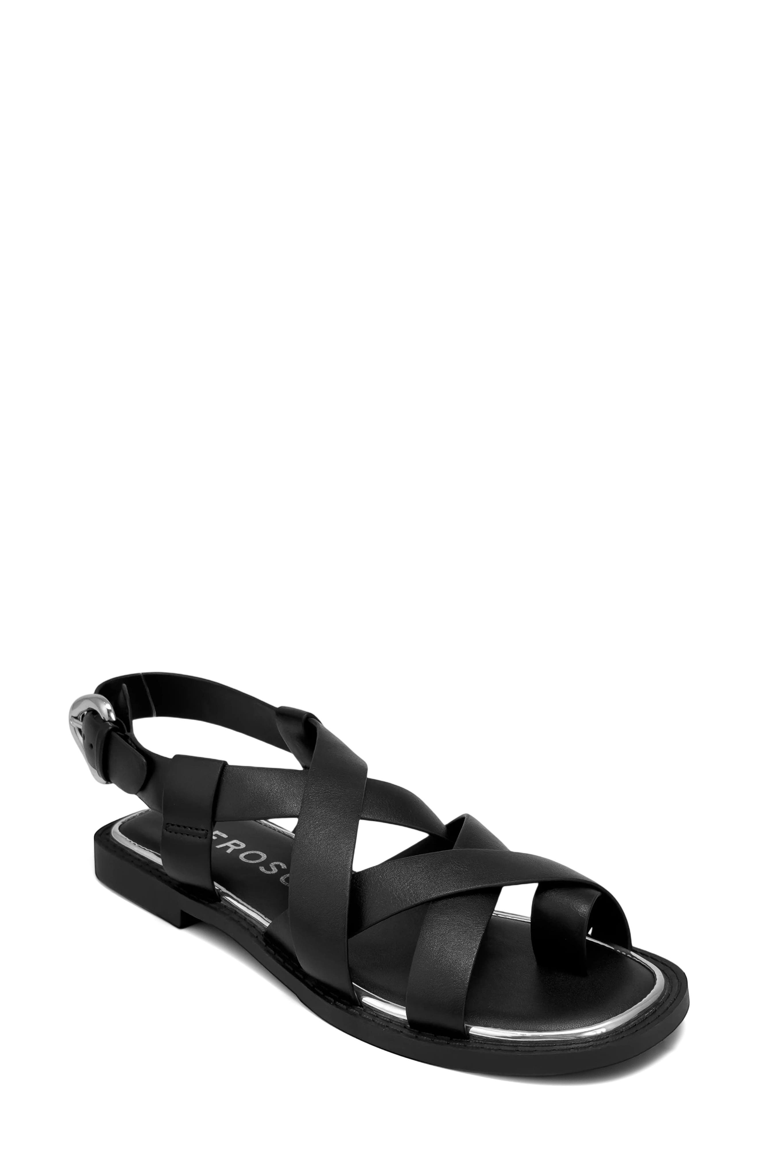 Aerosoles Cargo Toe Loop Sandal, Main, color, Black Fx Nappa