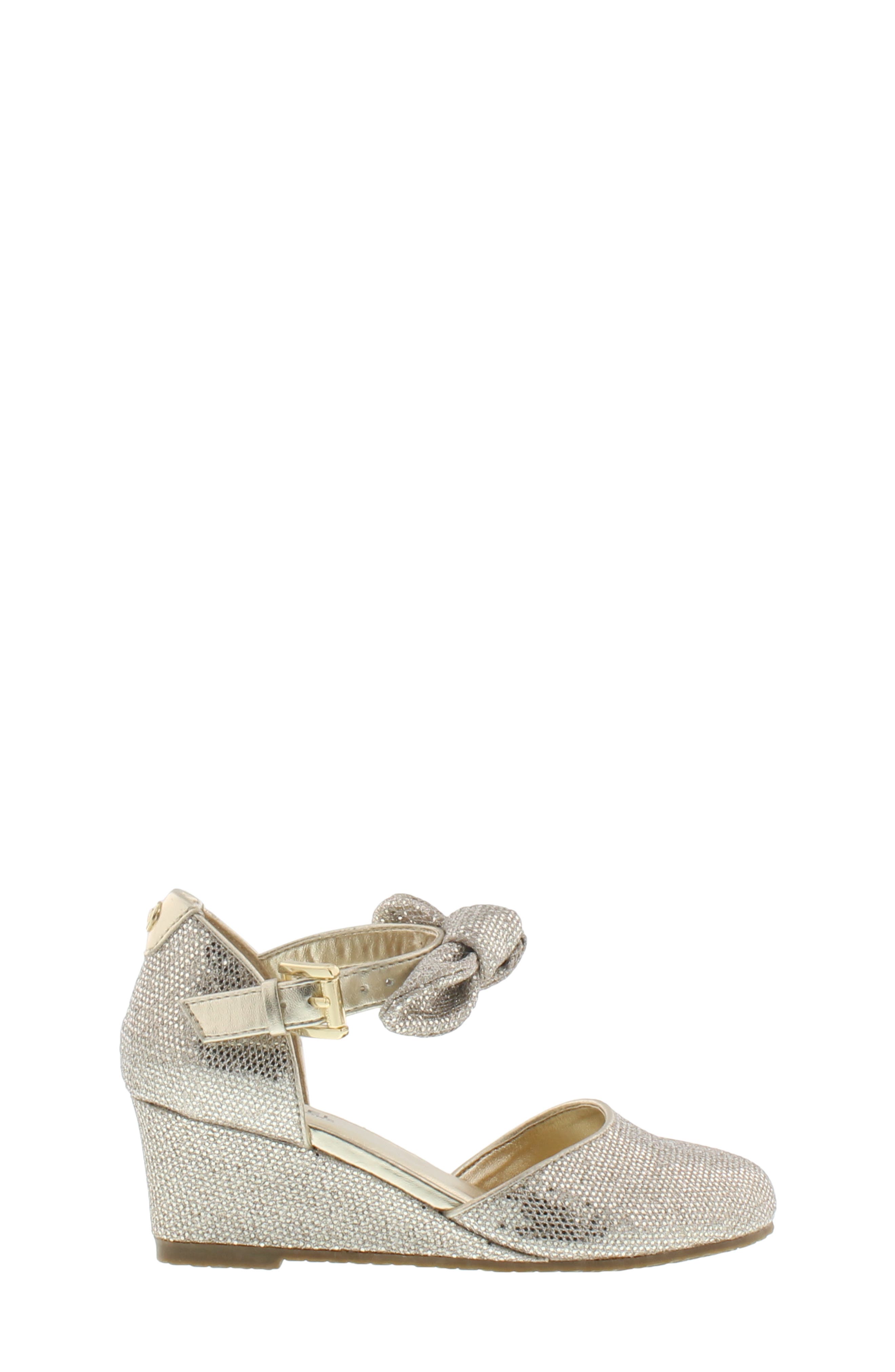 MICHAEL Michael Kors Bijou Seti Metallic Bow Strap Wedge, Alternate, color, 