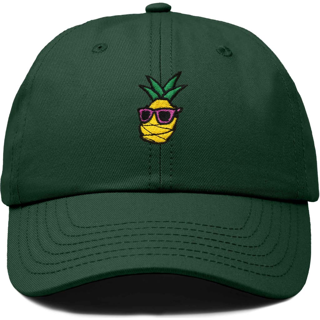 Dalix Pineapple Embroidered Dad Hat In Dark Green