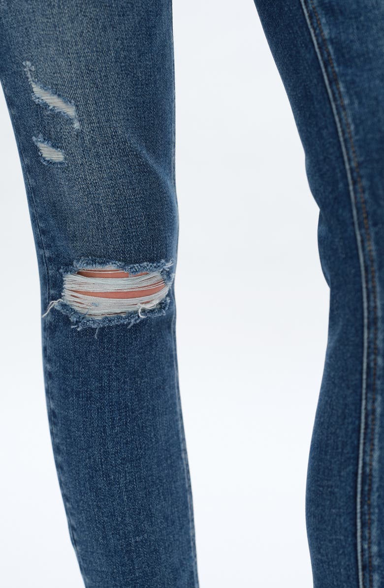 Bayeas Ripped High Waist Ankle Skinny Jeans, Alternate, color, Medium Blue