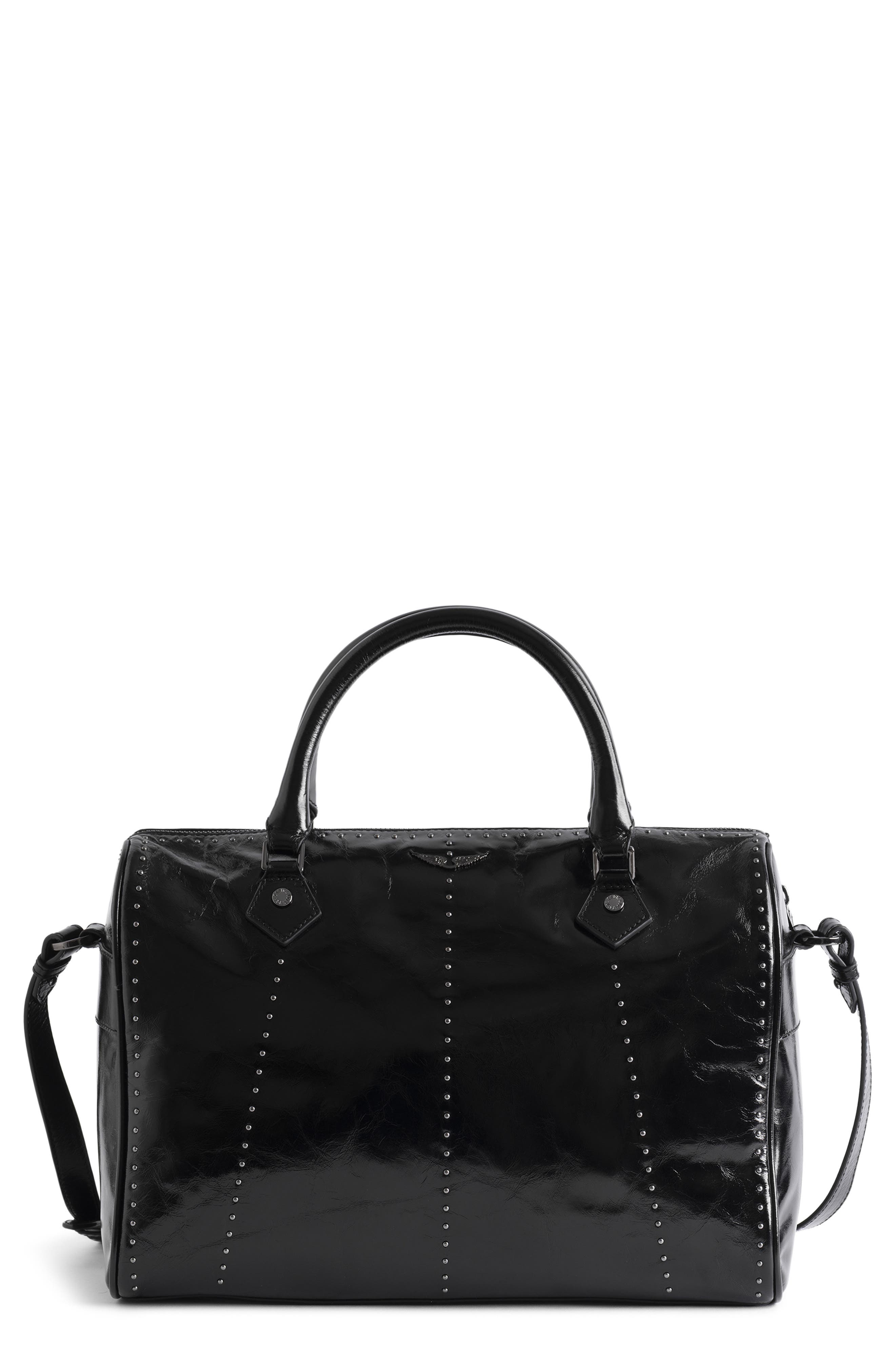 Zadig & Voltaire Sunny Vibe Leather Stud Bag, Main, color, Black