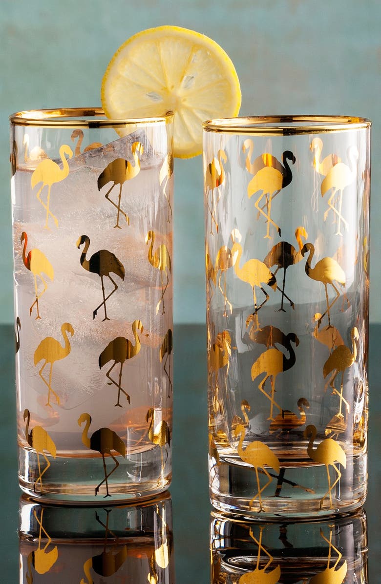 Rosanna Flamingo Highball Glasses, Alternate, color,