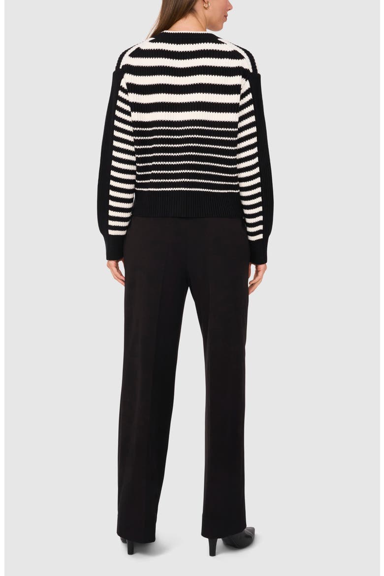 Variegated Stripe Cotton Blend Cardigan, Alternate, color, RICH BLACK STRIPES